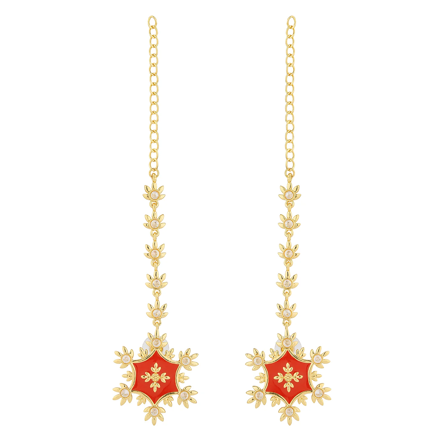 Gota Patti Rajwada Surya Earrings - Image 4
