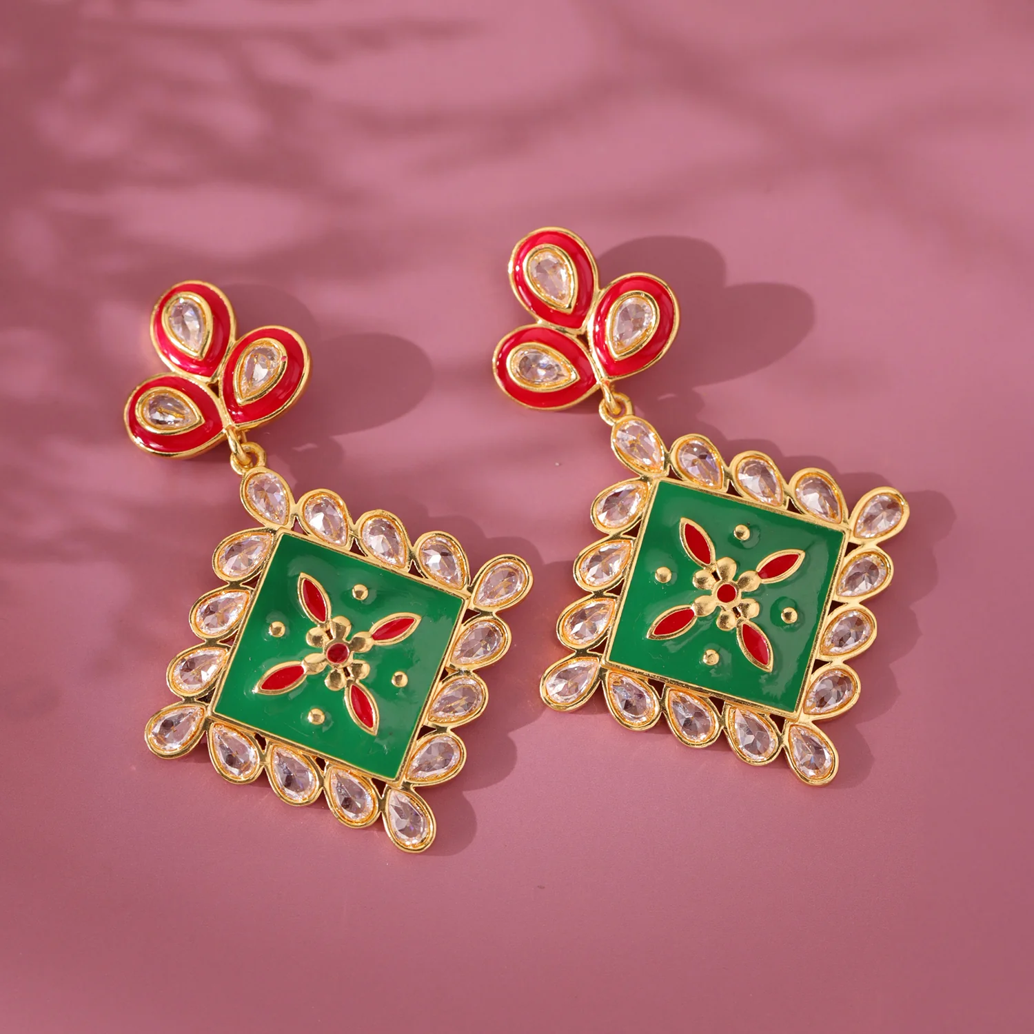 Gota Patti Rang Mahal Earrings - Image 2