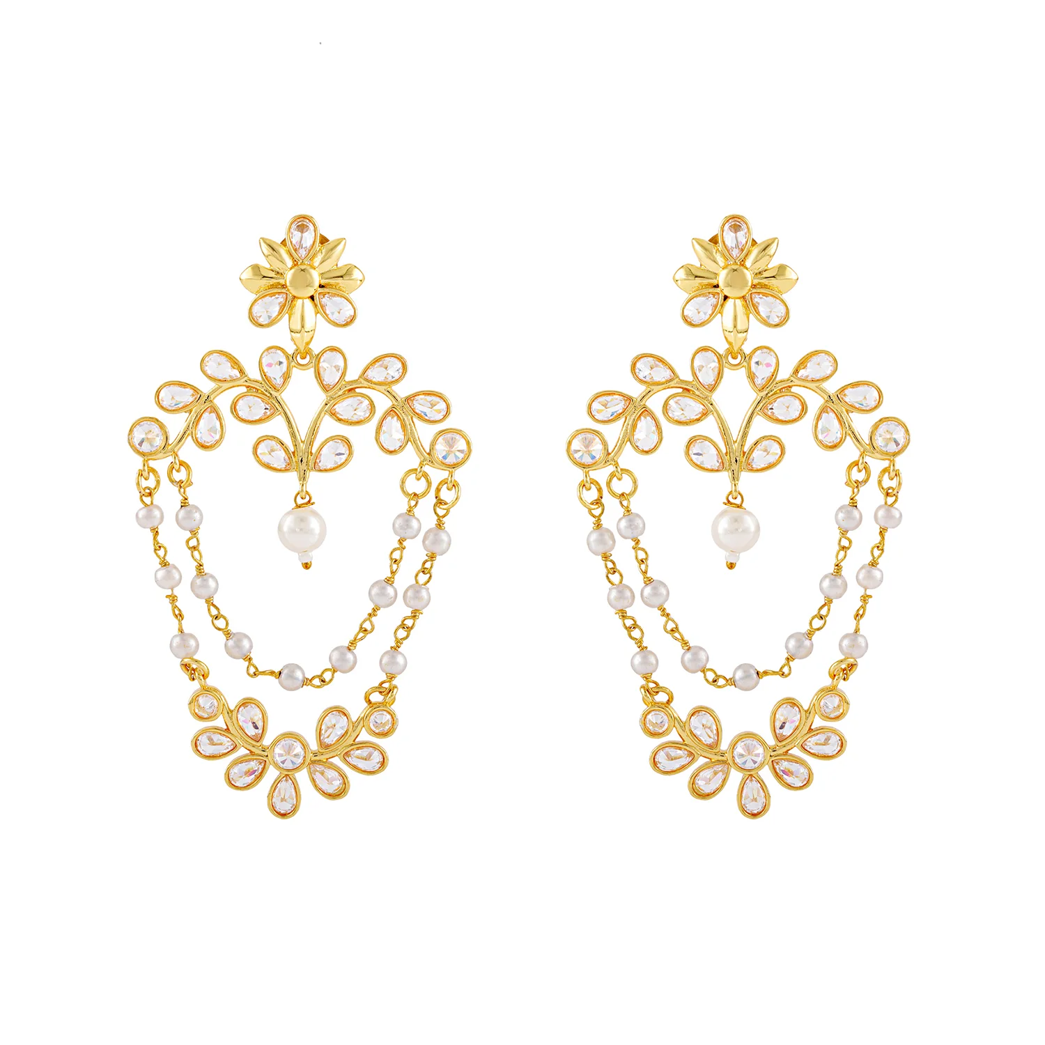 Gota Patti Shahi Jhalar Earrings - Image 4