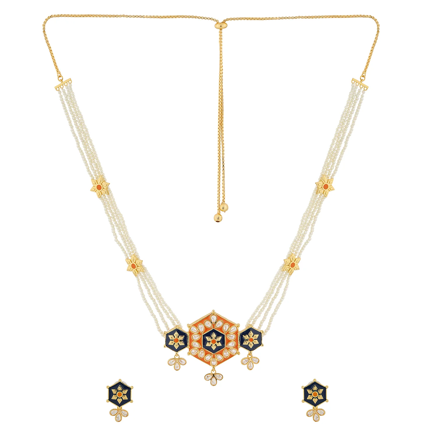 Gota Patti Shahi Jharokha Haar Necklace Set - Image 6