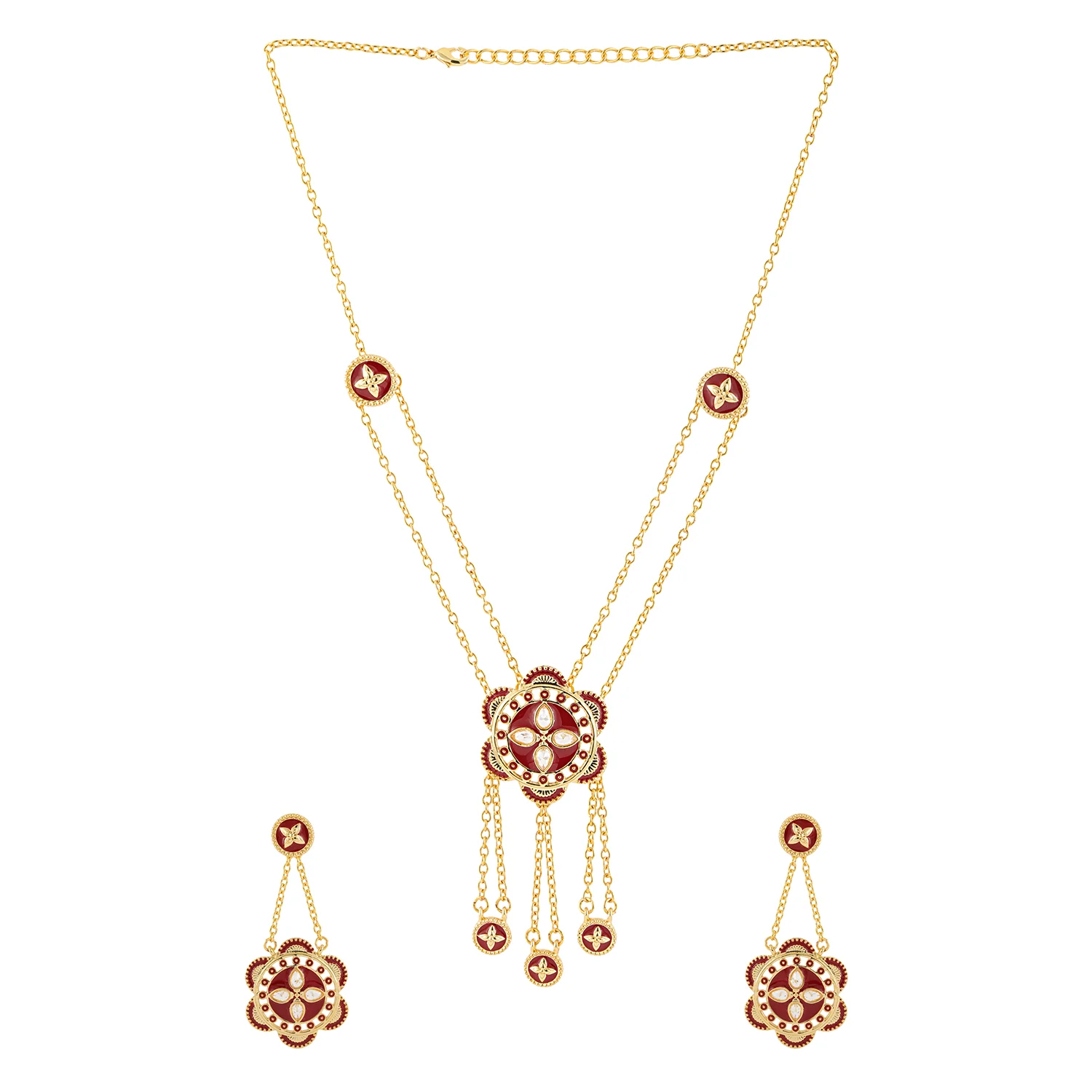 Gota Patti Surkhphool Necklace Set - Image 10
