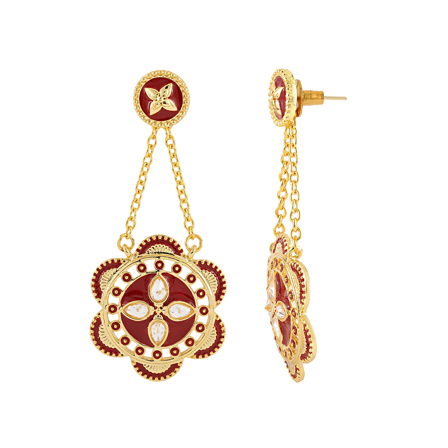 Gota Patti Surkhphool Necklace Set - Image 6