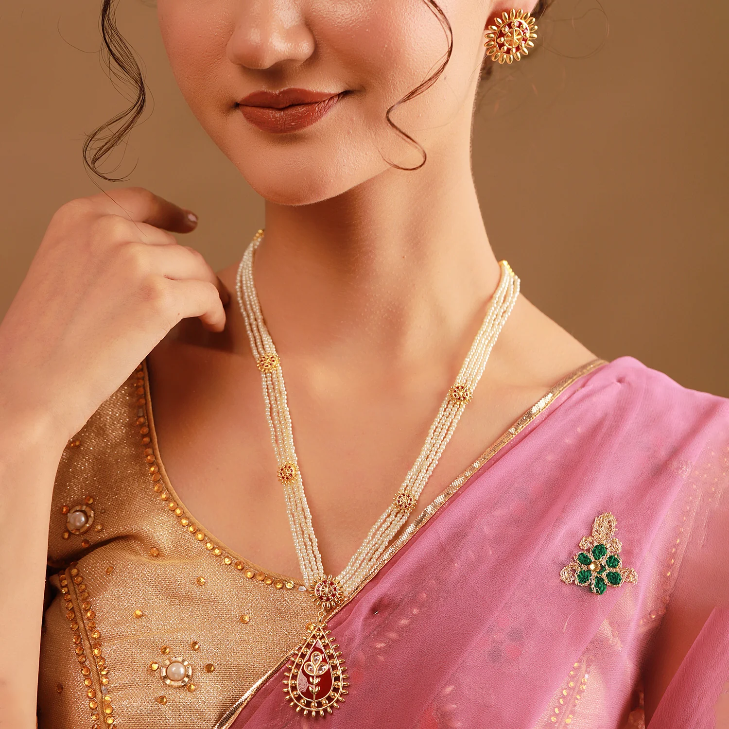 Gota Patti Surya Moti Haar Necklace Set