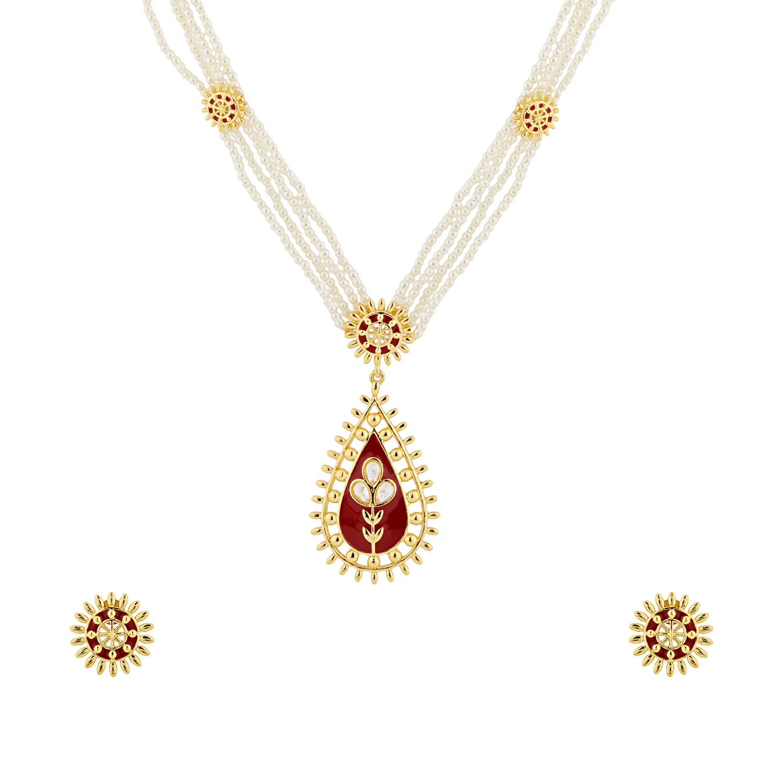 Gota Patti Surya Moti Haar Necklace Set - Image 4
