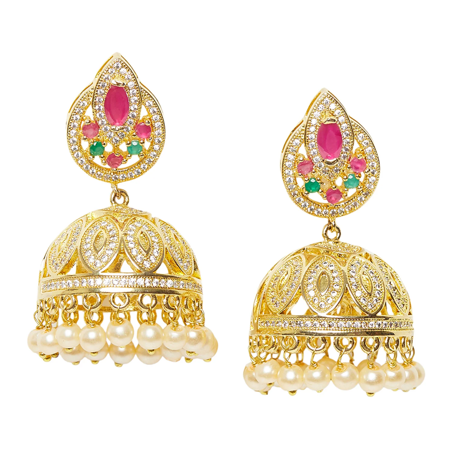 Graceful Gold Plated Jhumki Earrings - Image 3