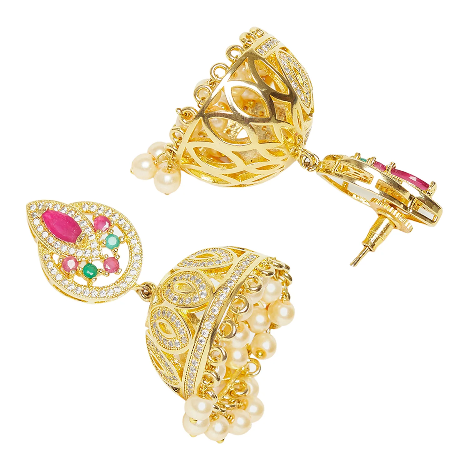 Graceful Gold Plated Jhumki Earrings - Image 4