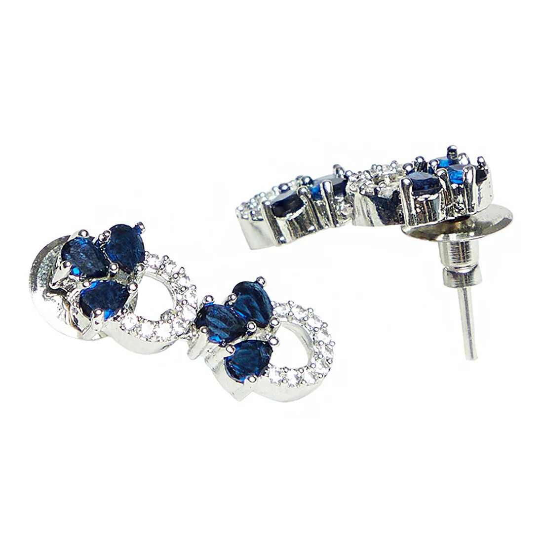 Graceful Sparkling Elegance Necklace Set with Blue and White CZ - Image 5