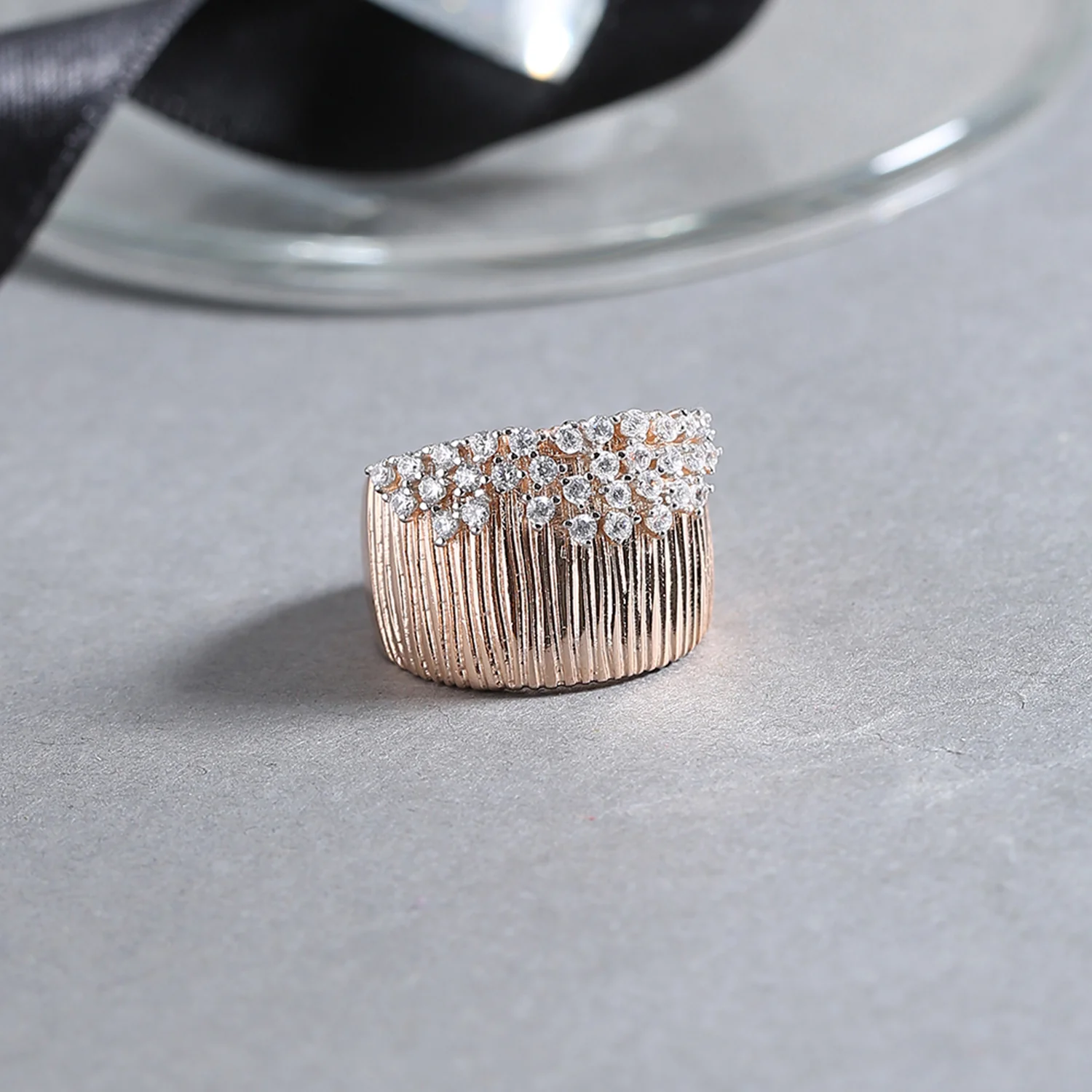 Grapevine Pattern American Diamond Gems Embellished Ring