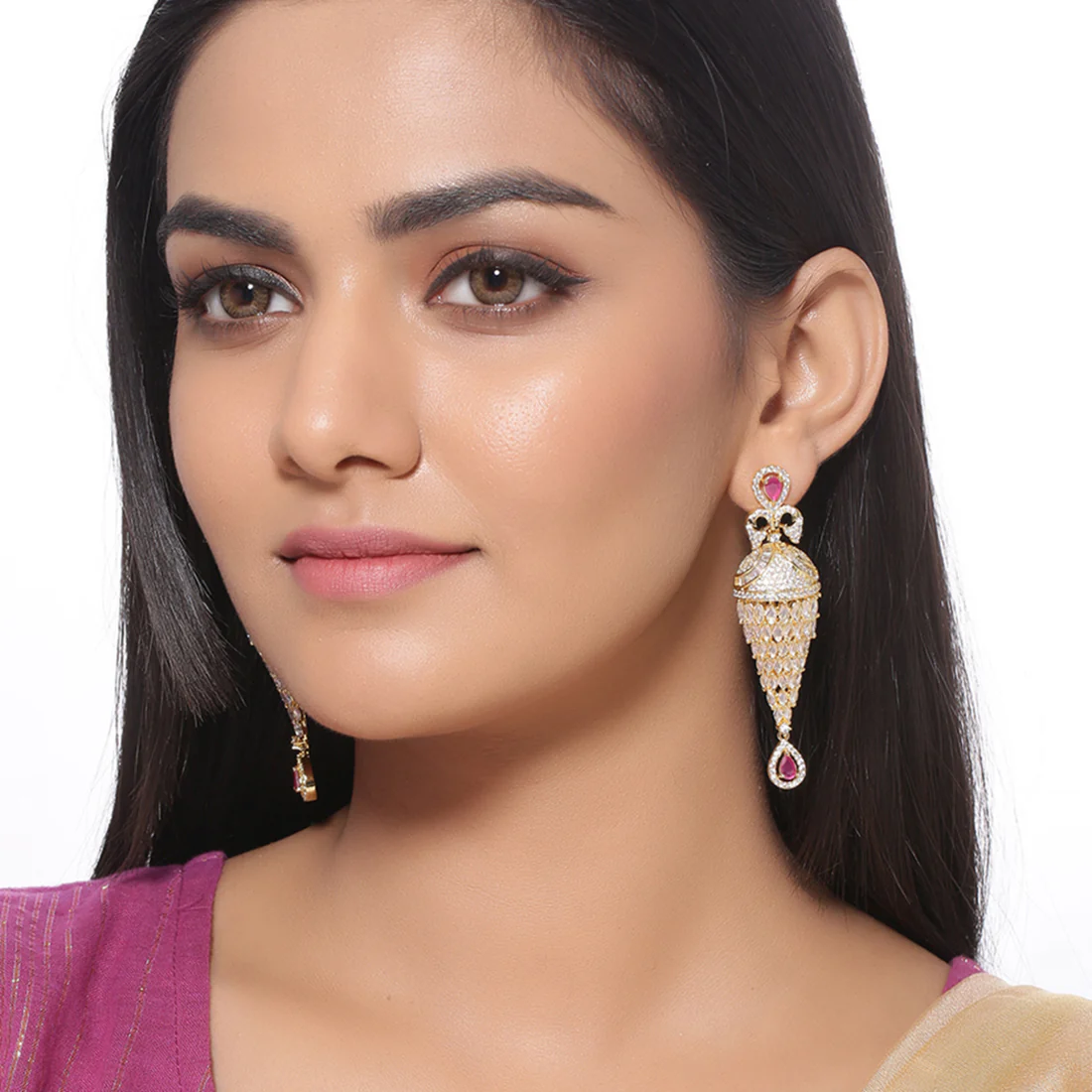 Grapevine Pattern Drop Earrings - Image 2