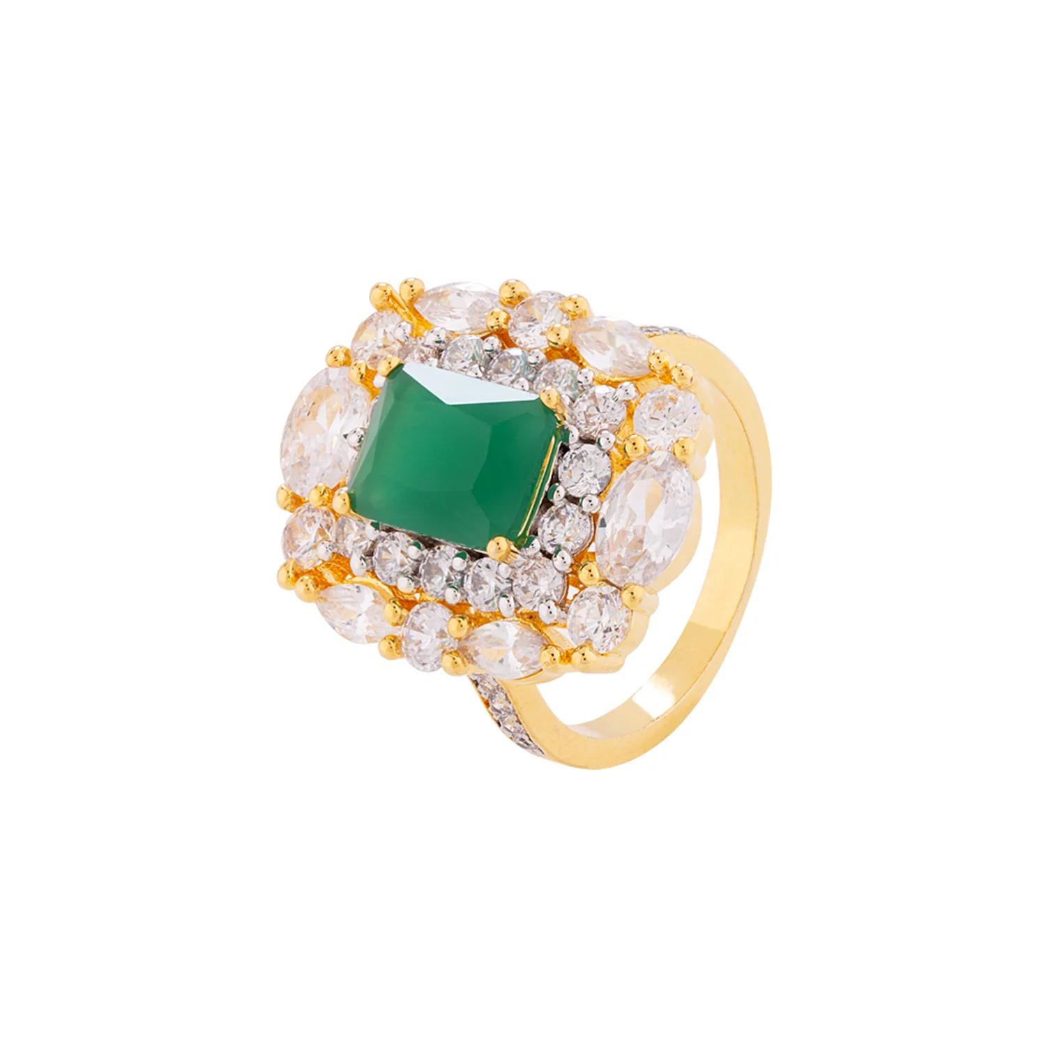 Green and White American Diamond Gems Ring - Image 3