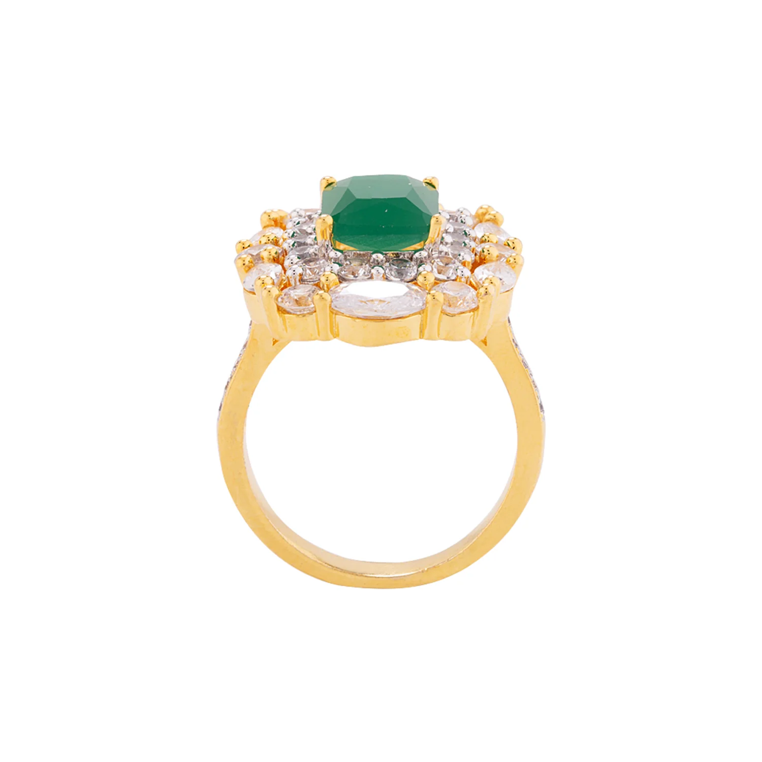Green and White American Diamond Gems Ring - Image 4