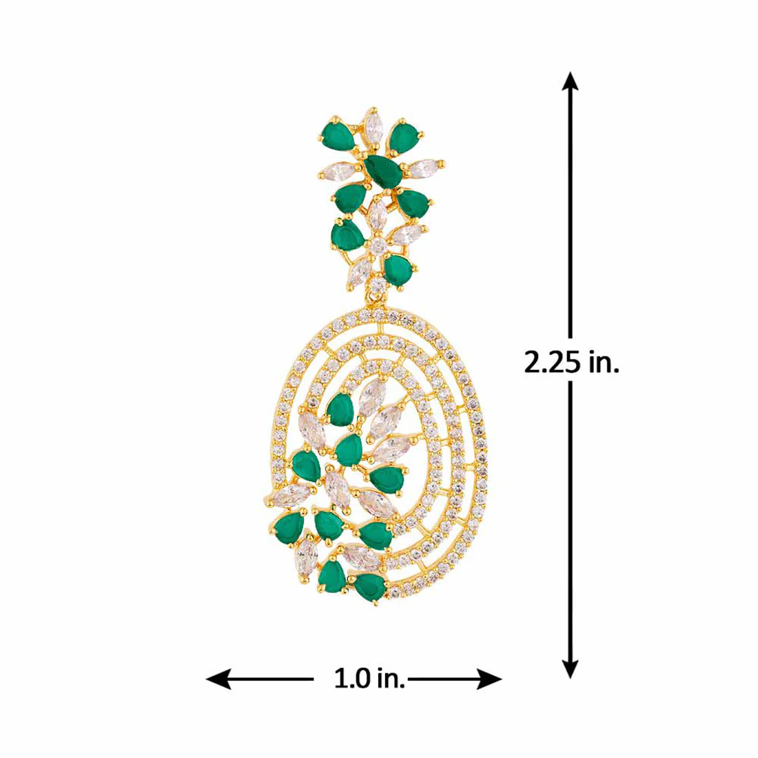 Green and White Gems Embellished Earrings - Image 5