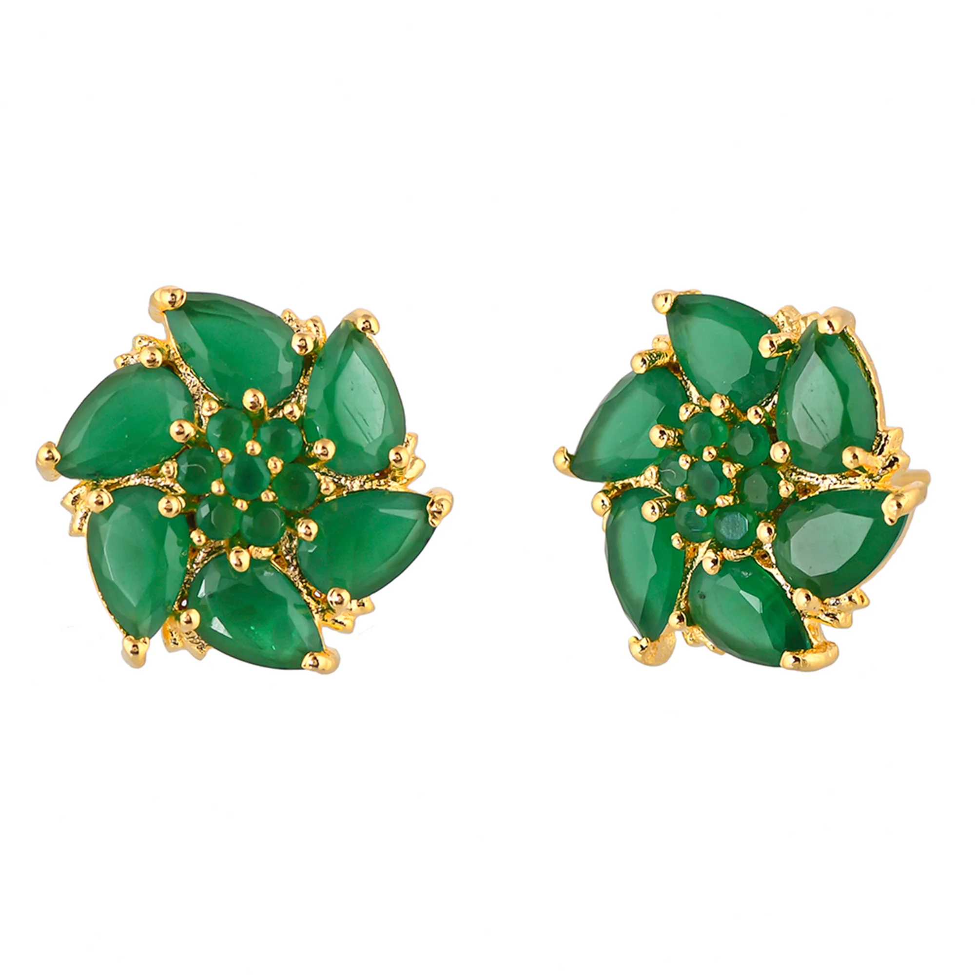 Green Cubic Zirconia Gemstones Stud Earrings - Image 4
