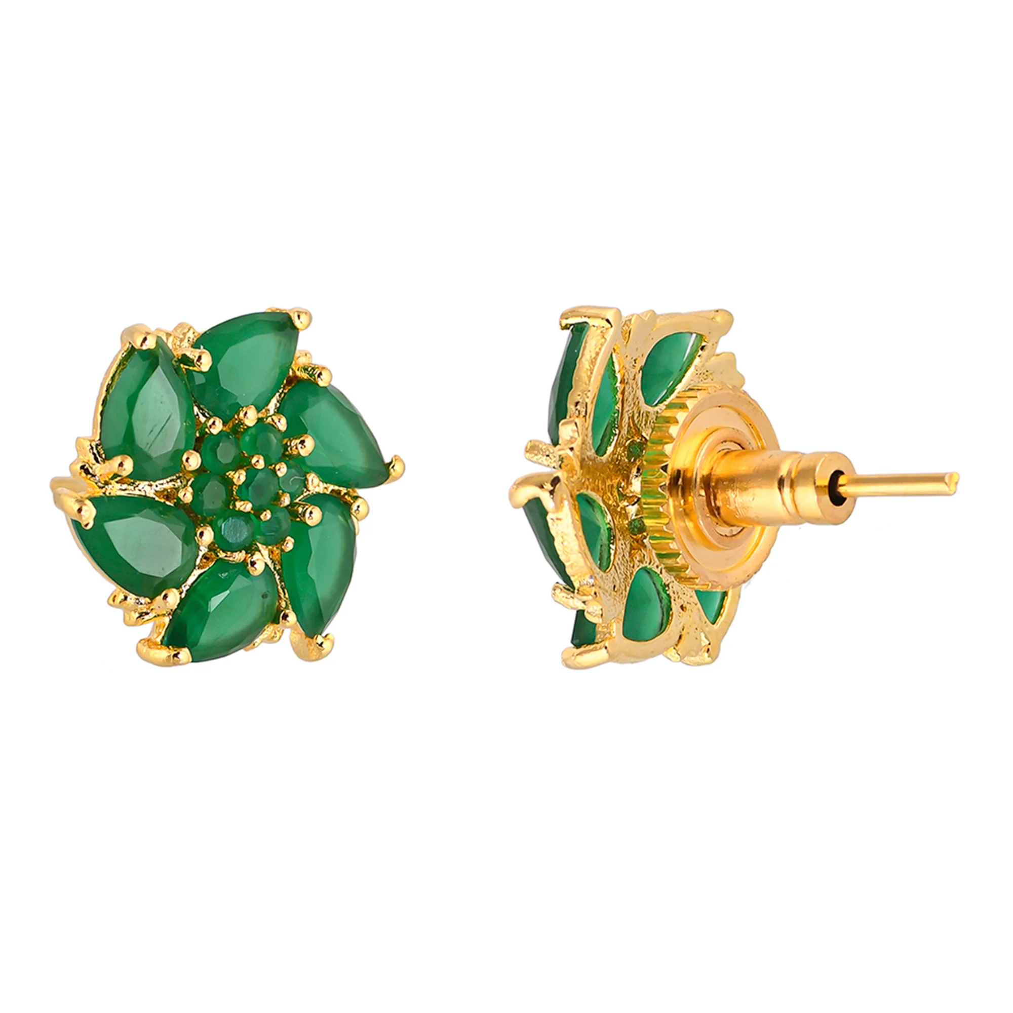Green Cubic Zirconia Gemstones Stud Earrings - Image 5