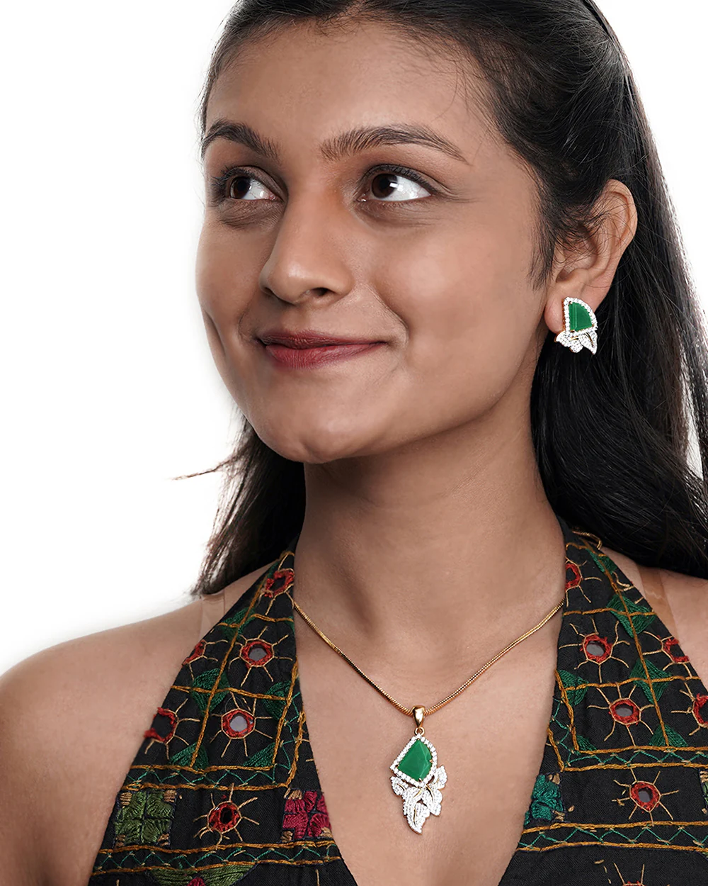 Green Emerald Pendant Set - Image 2