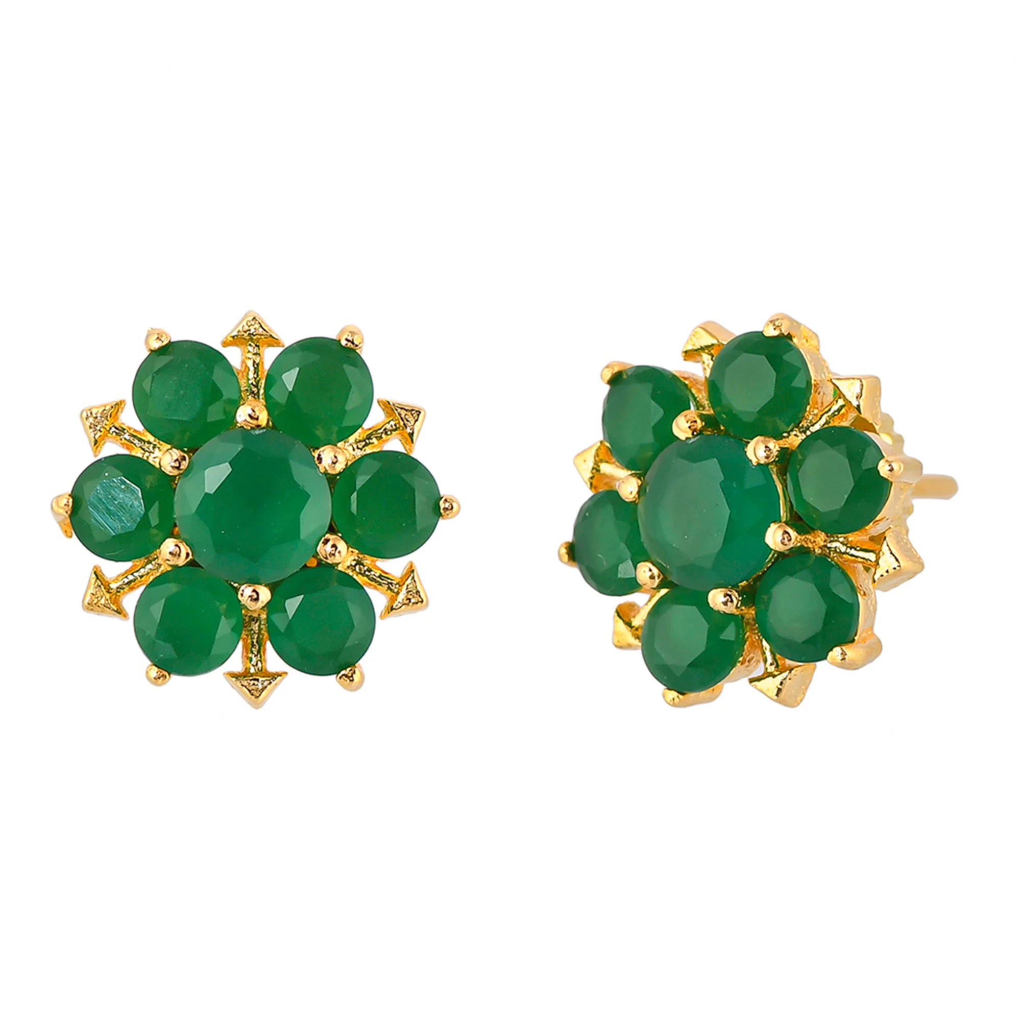 Green Round Cut CZ Stud Earrings - Image 4