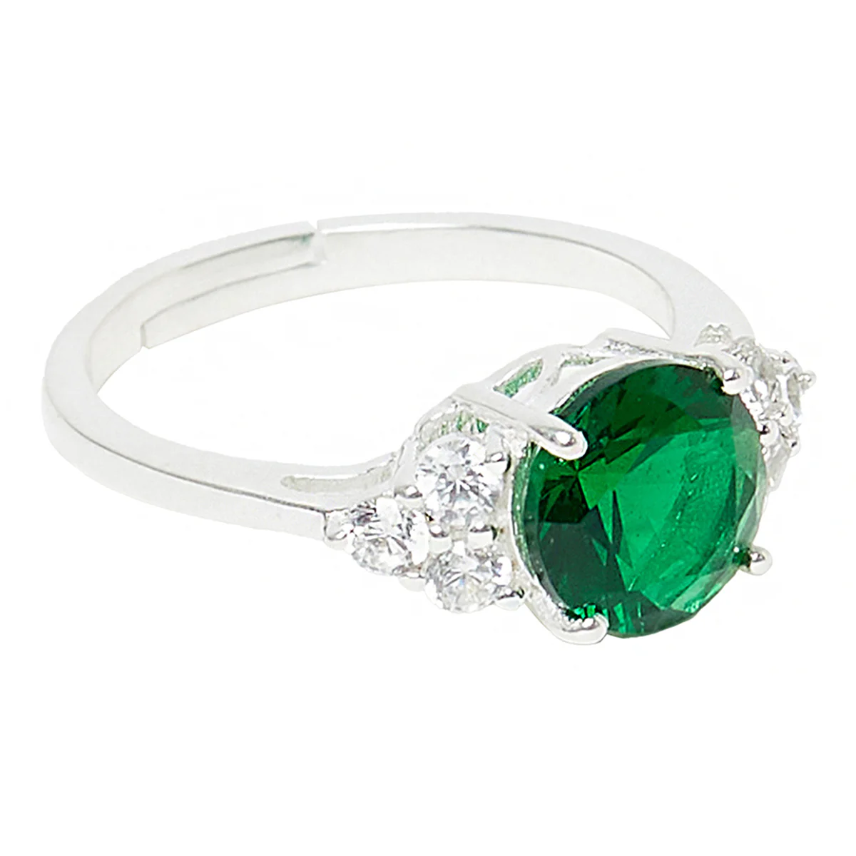 Green Stone Decked Sterling Silver Ring - Image 5