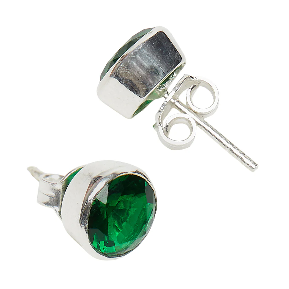 Green Stone Studded 925 Sterling Sterling Silver Pendant Set - Image 5
