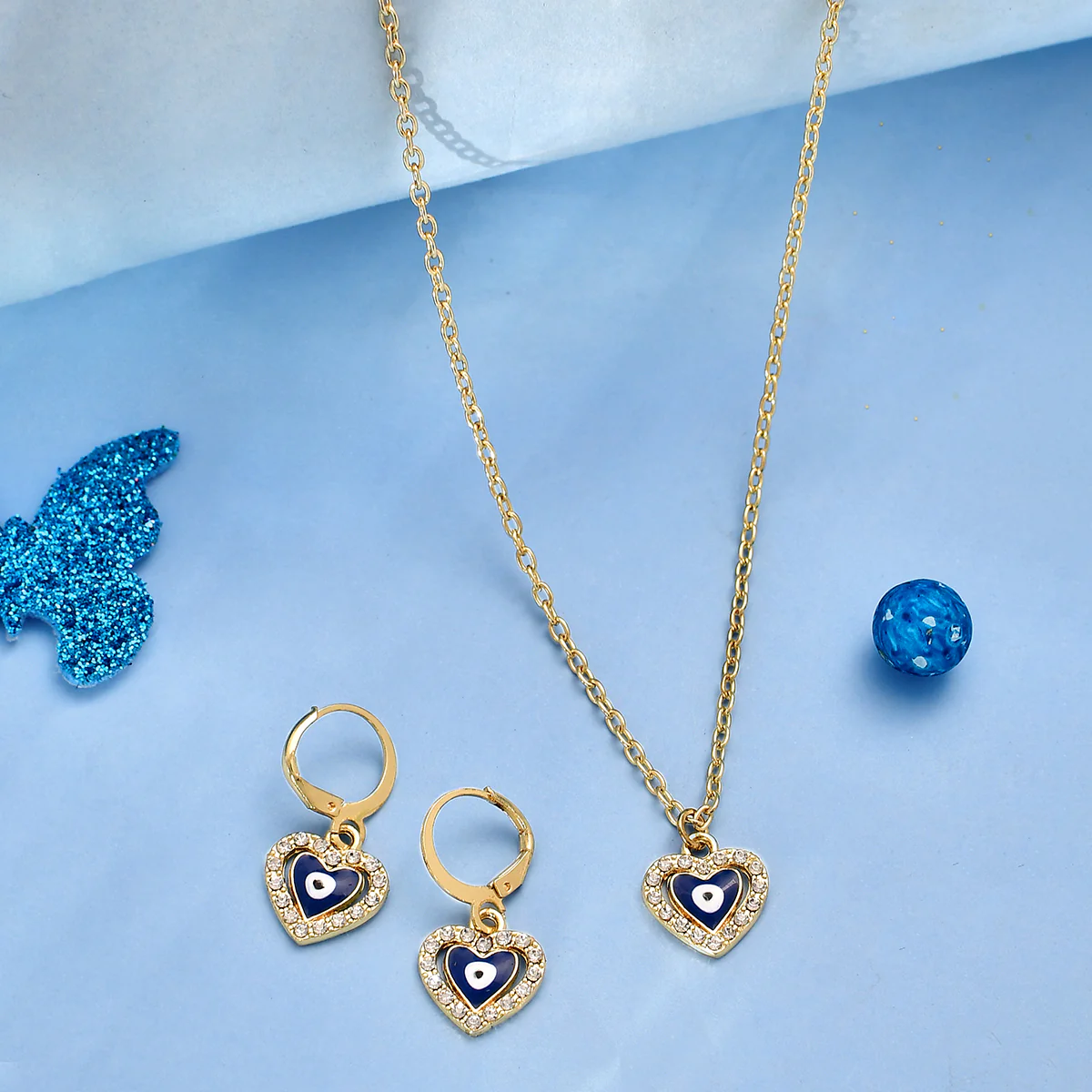 Guardians of Love Evil Eye Heart Pendant Set
