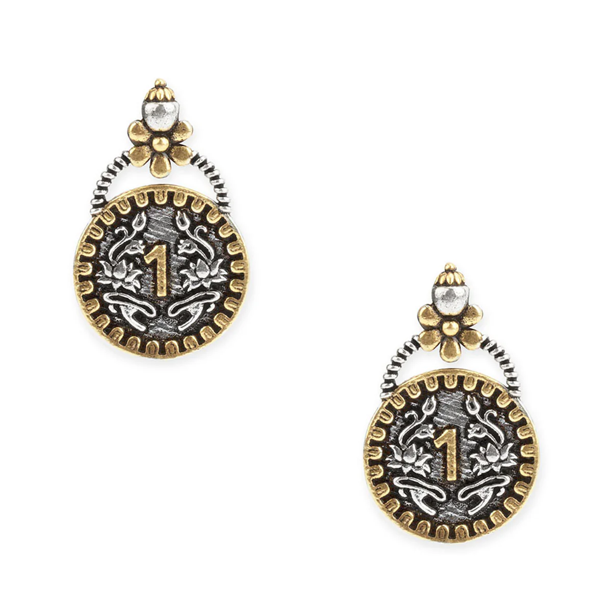 Gullak Antique Coin Stud Earrings - Image 3