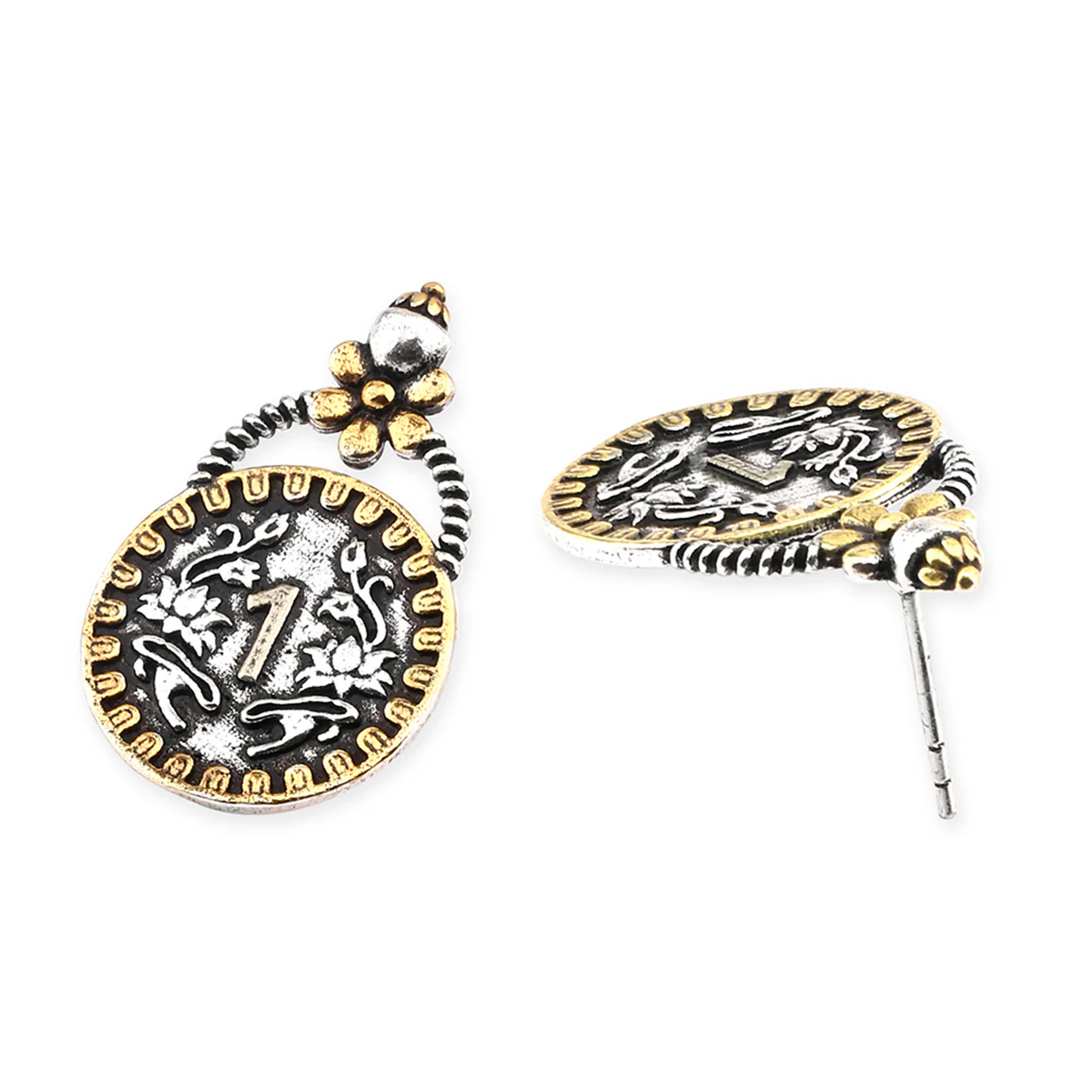 Gullak Antique Coin Stud Earrings - Image 4