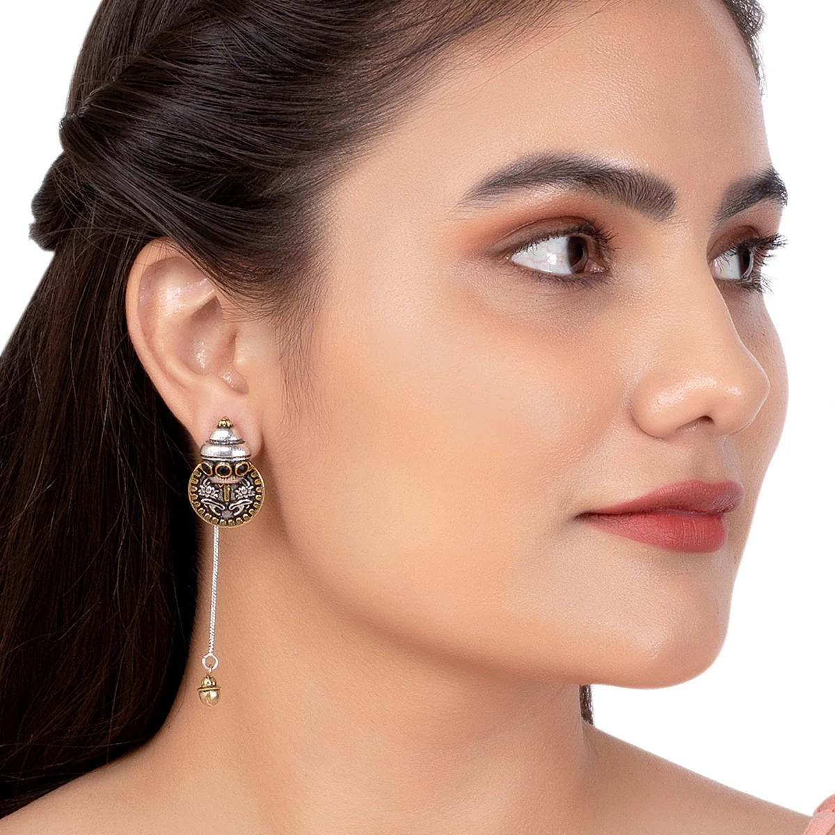 Gullak Coin Chain Dangler Earrings - Image 2