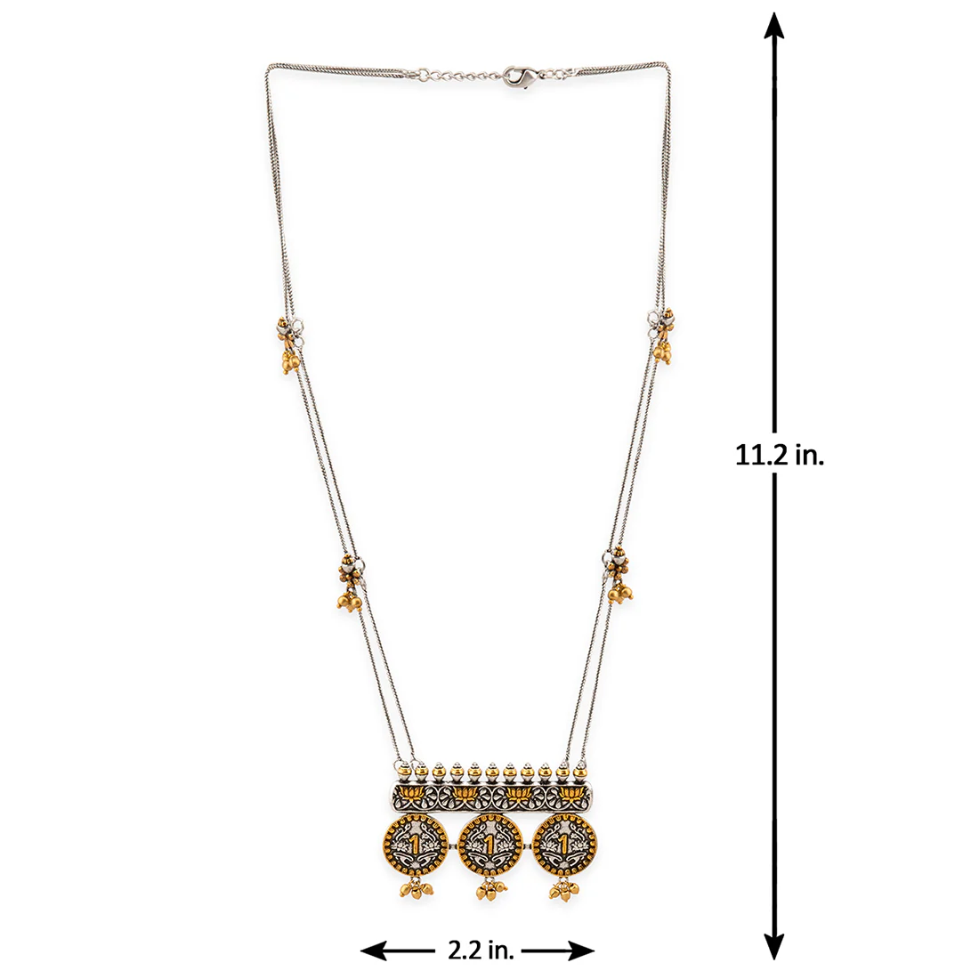 Gullak Coin Shape Gungroo Drop Necklace - Image 5
