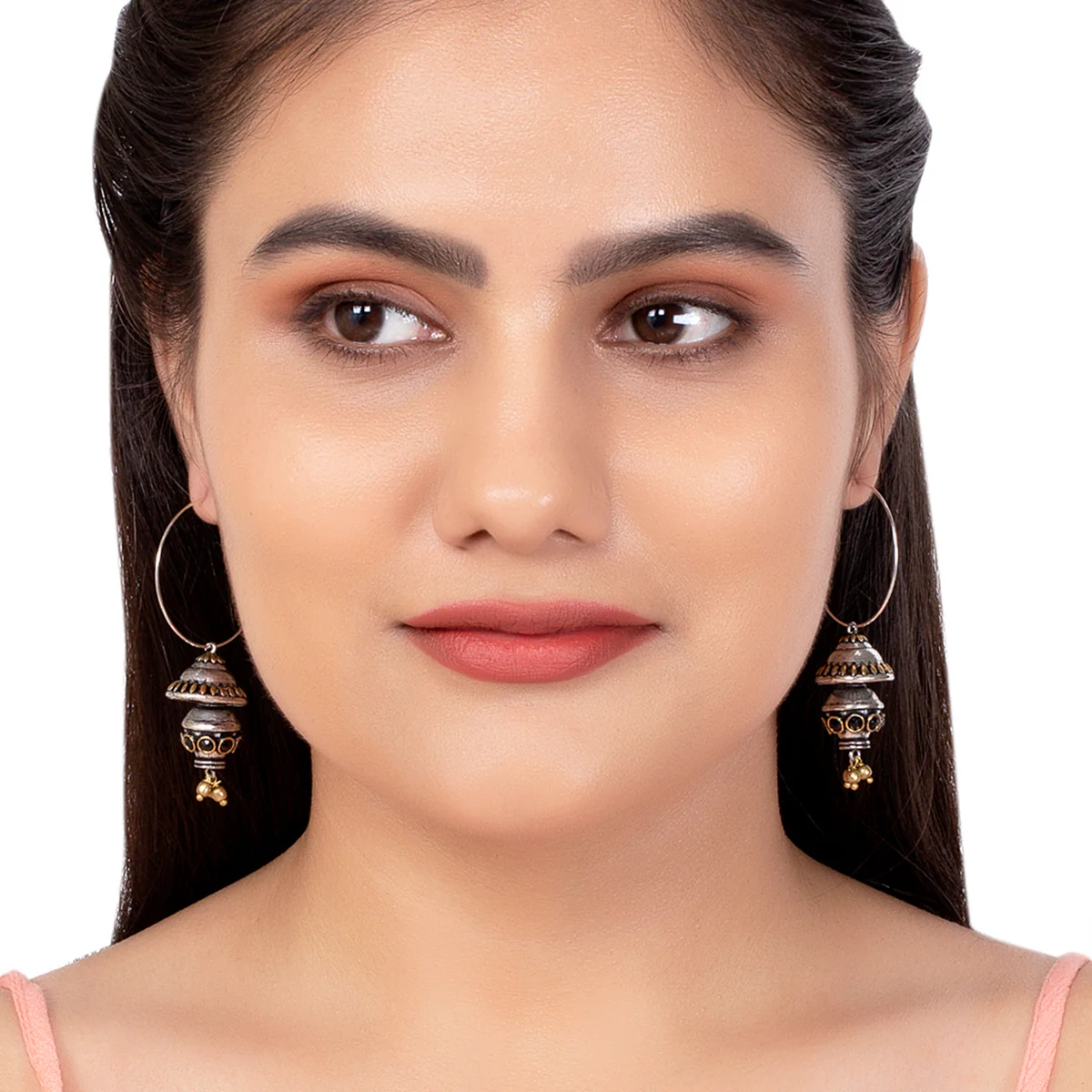 Gullak Dome Drop Hoop Earrings - Image 2