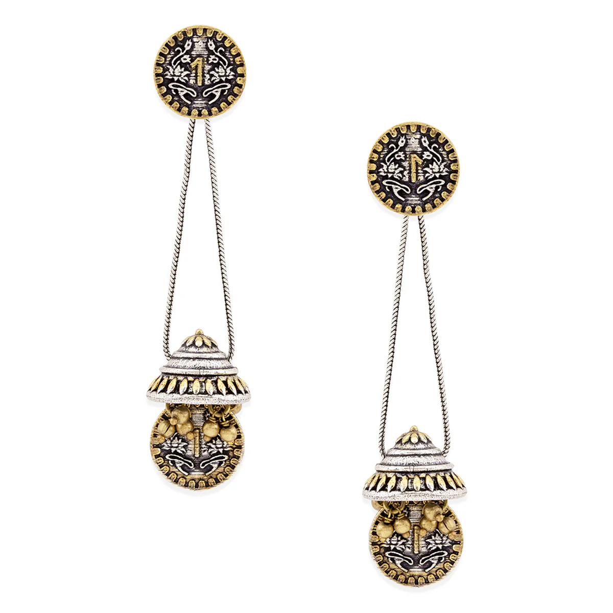Gullak Two Tone Dangling Earrings - Image 2