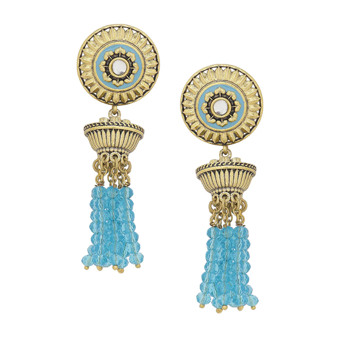 Gwalior Dome and Tassels Drop Earrings