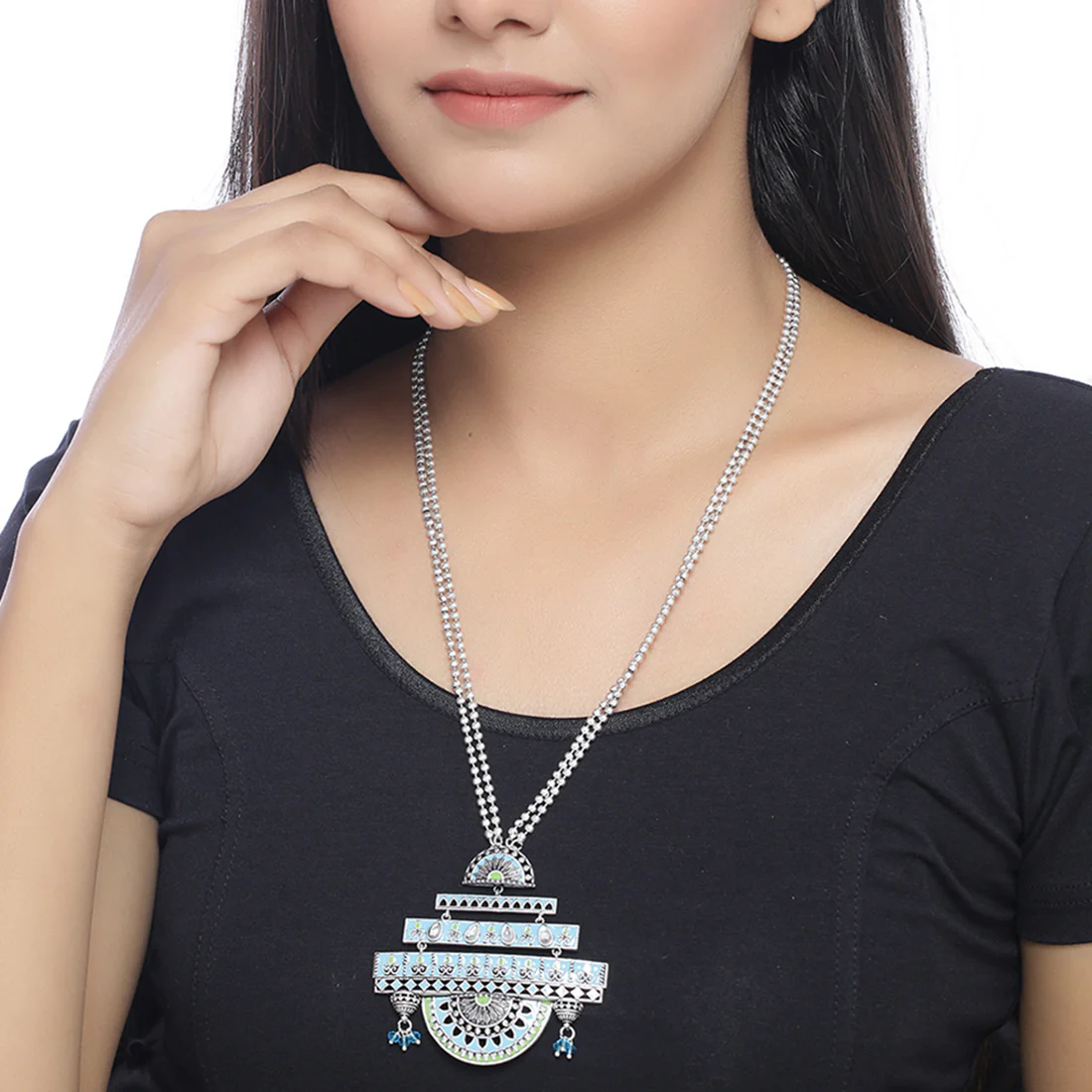 Gwalior Enameled Decorative Dome Necklace - Image 2
