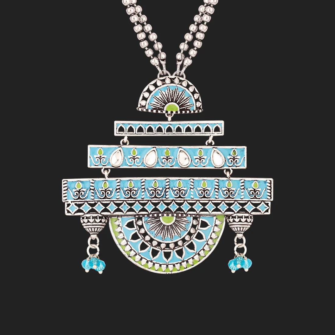 Gwalior Enameled Decorative Dome Necklace - Image 3