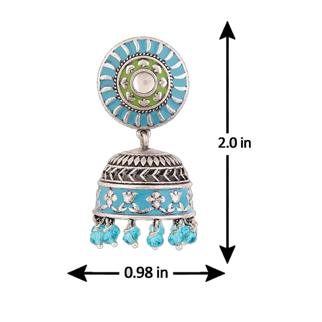 Gwalior Enameled Jhumka Drop Earrings - Image 5