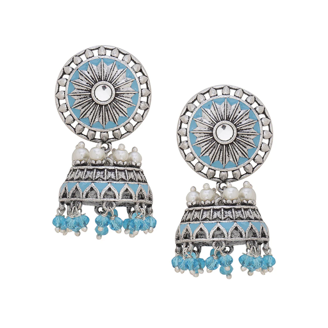 Gwalior Enameled Jhumka Earrings - Image 3
