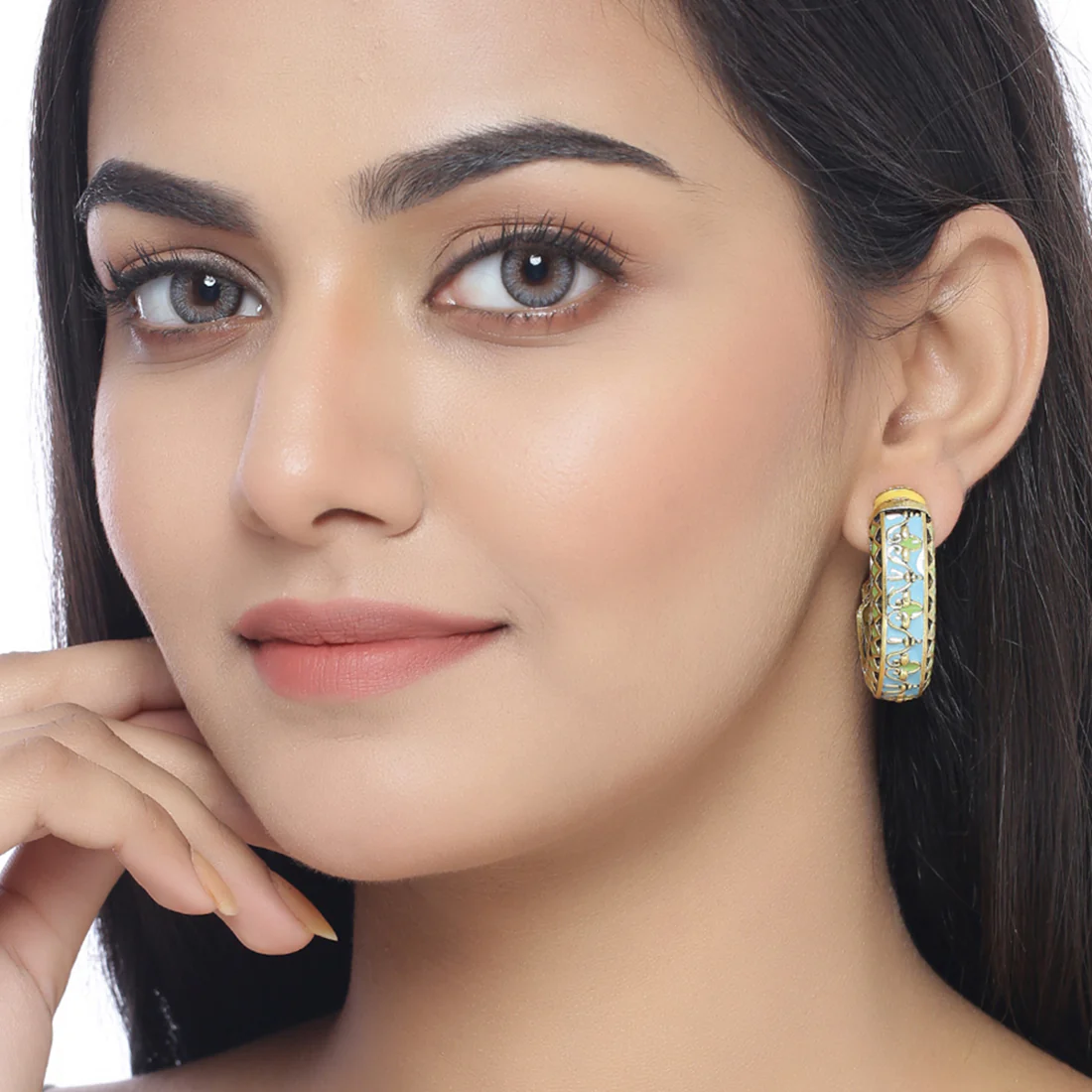Gwalior Enameled Stud Style Earrings - Image 2