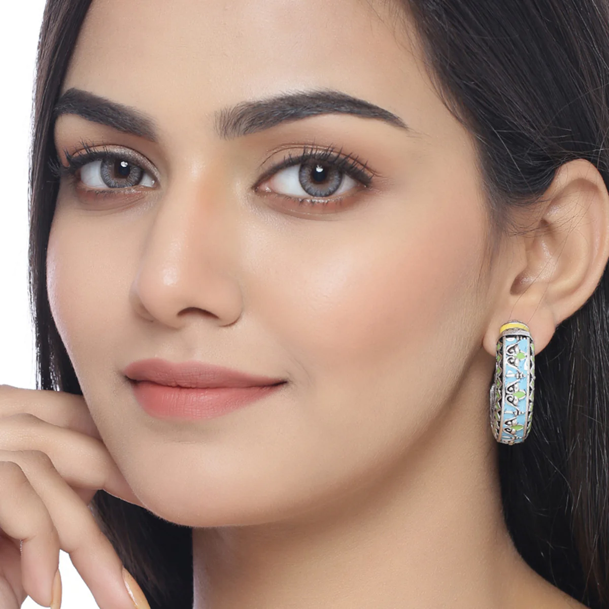 Gwalior Enameled Stud Style Earrings - Image 2