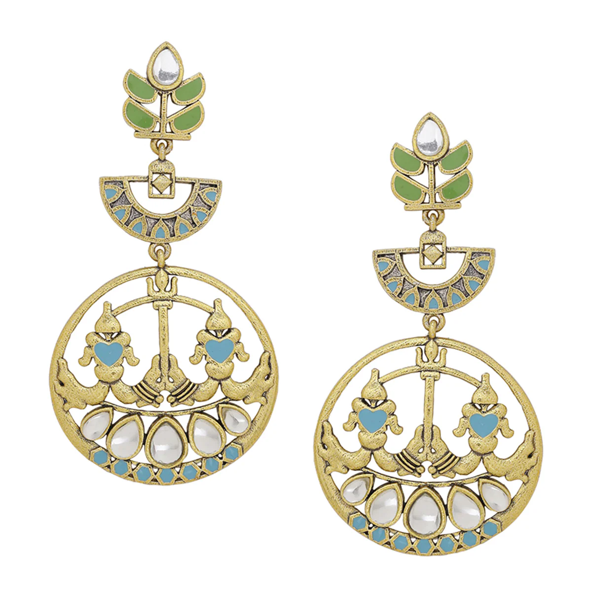Gwalior Filigree Design Round Drop Earrings - Image 3