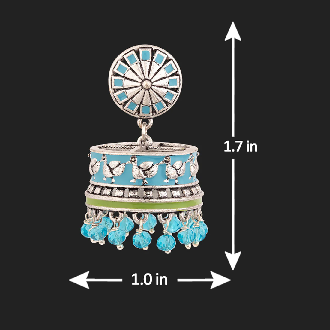 Gwalior Floral and Ethnic Motifs Embossed Earrings - Image 5