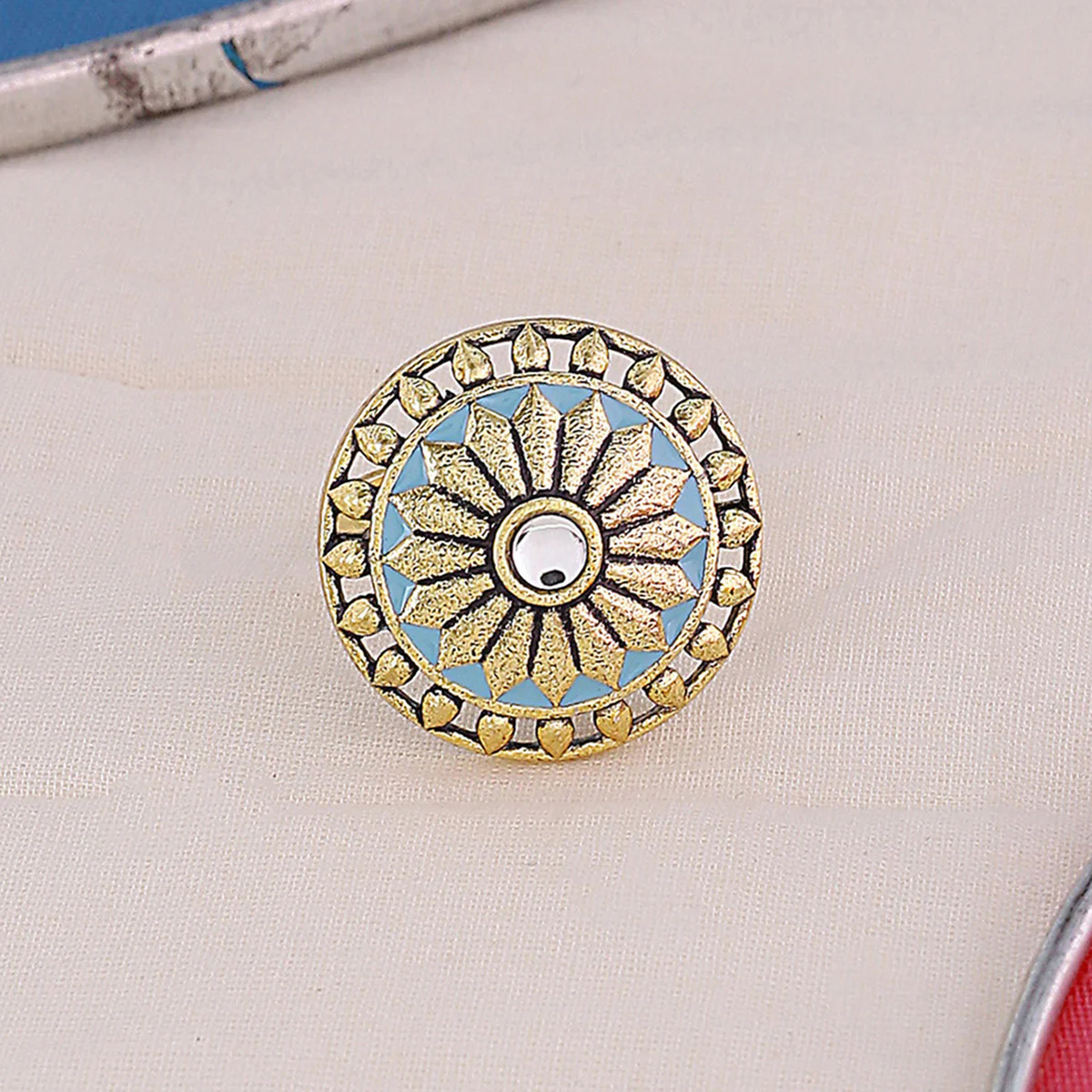 Gwalior Floral Motif Embossed Statement Ring