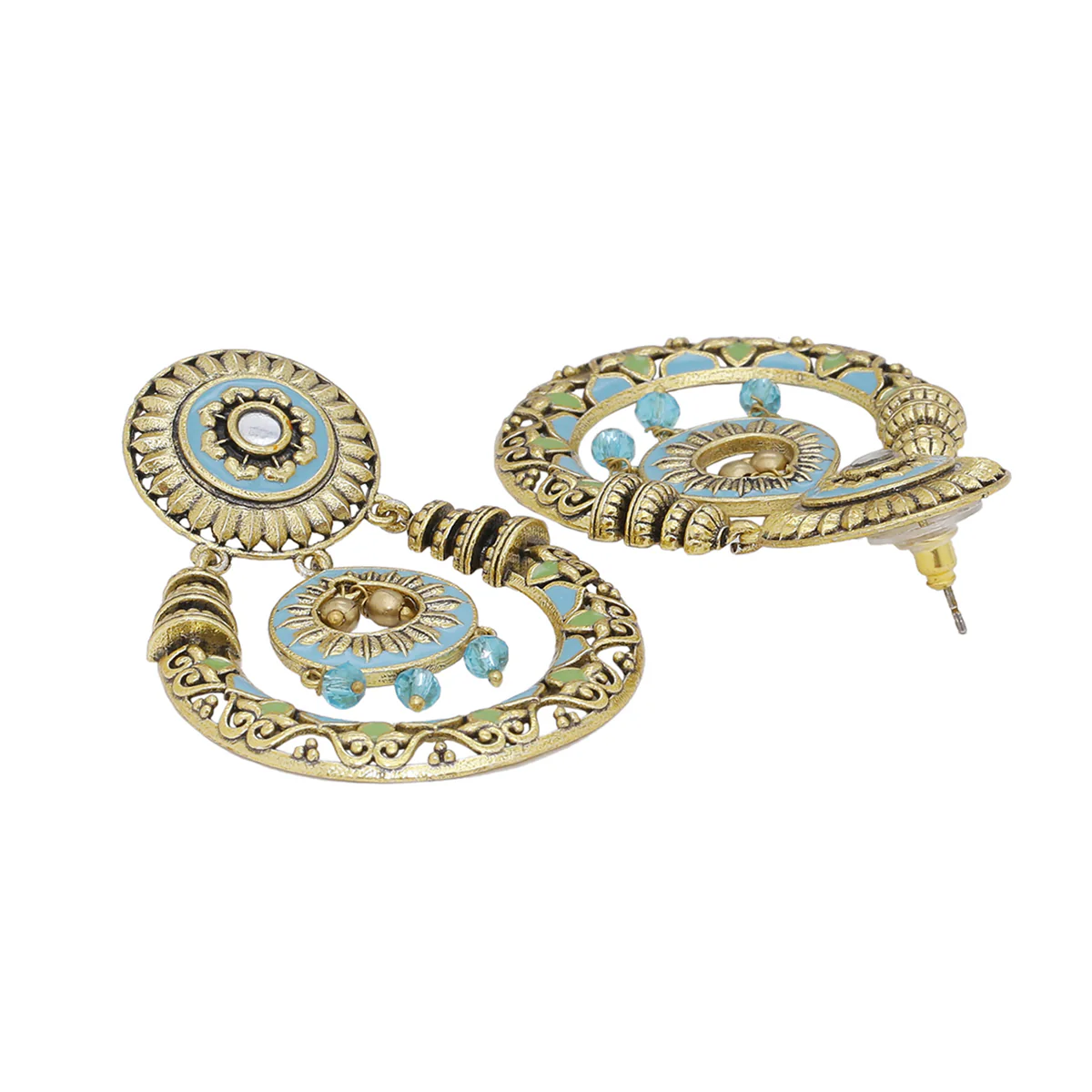 Gwalior Gold Toned Chandbali Earrings - Image 4