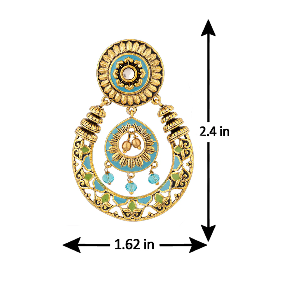 Gwalior Gold Toned Chandbali Earrings - Image 5