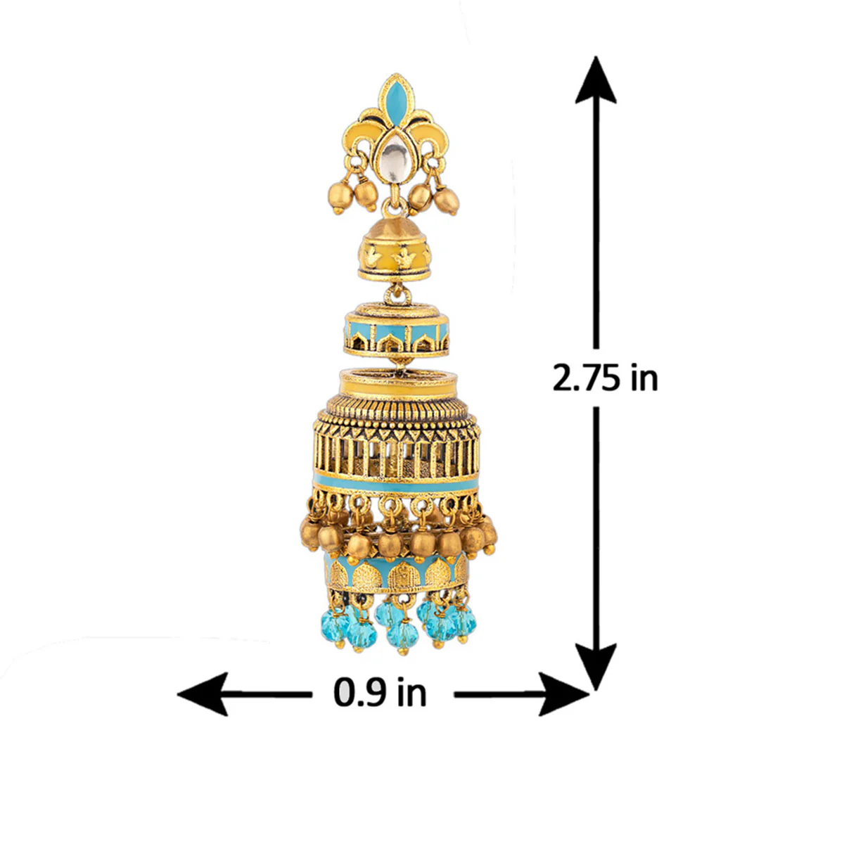 Gwalior Gold Toned Layered Jhumka Earrings - Image 5
