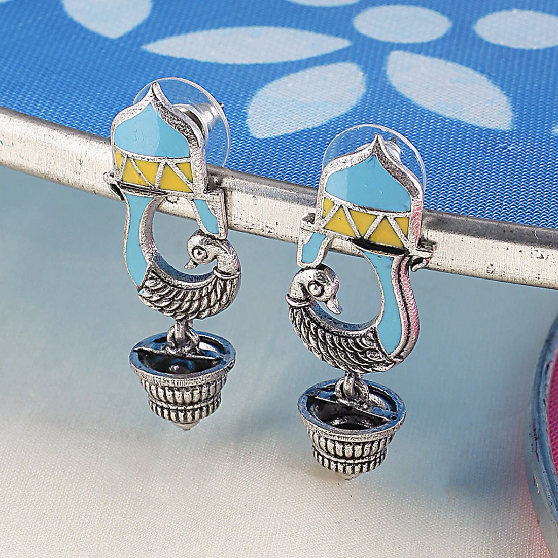 Gwalior Peacock Motif Drop Earrings
