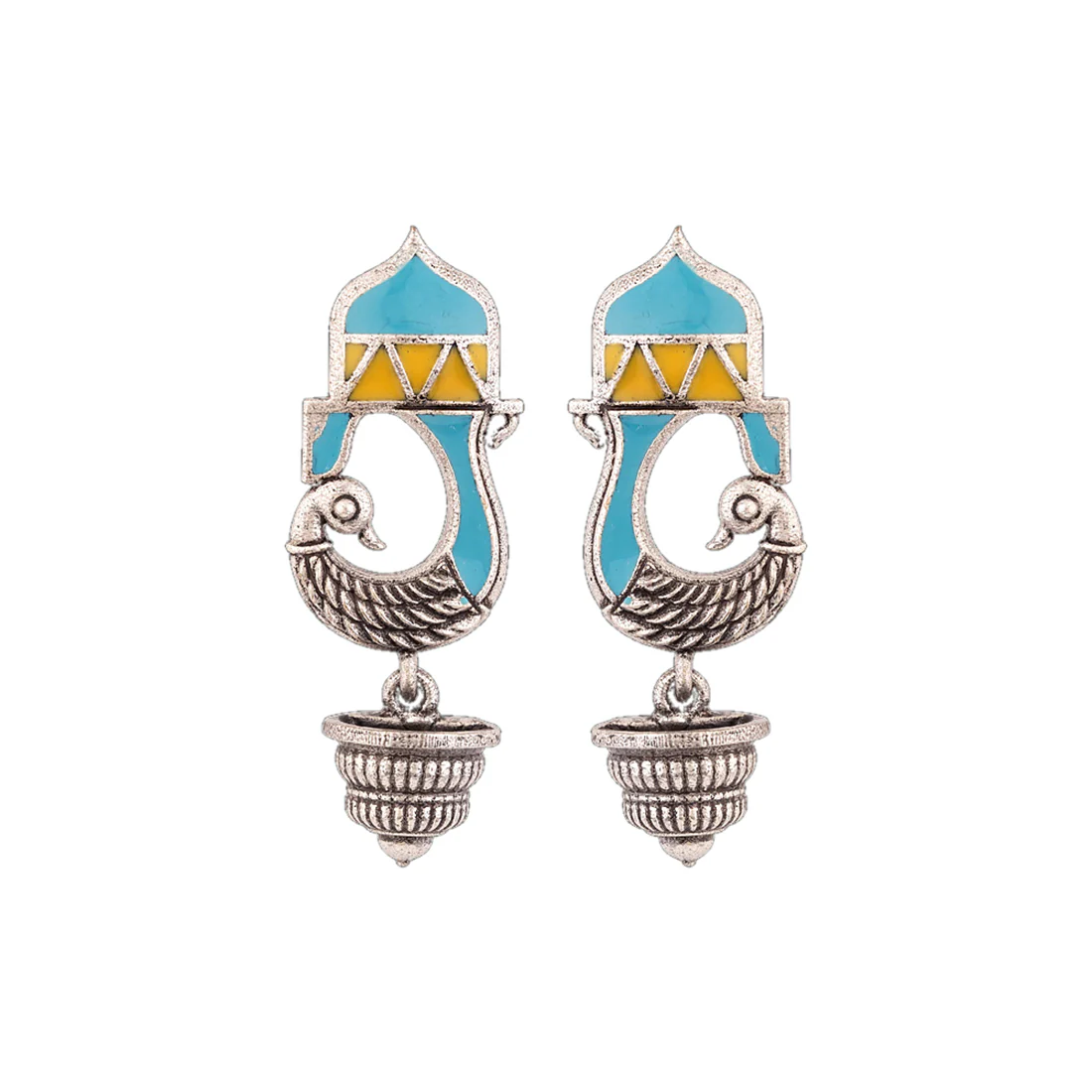 Gwalior Peacock Motif Drop Earrings - Image 3
