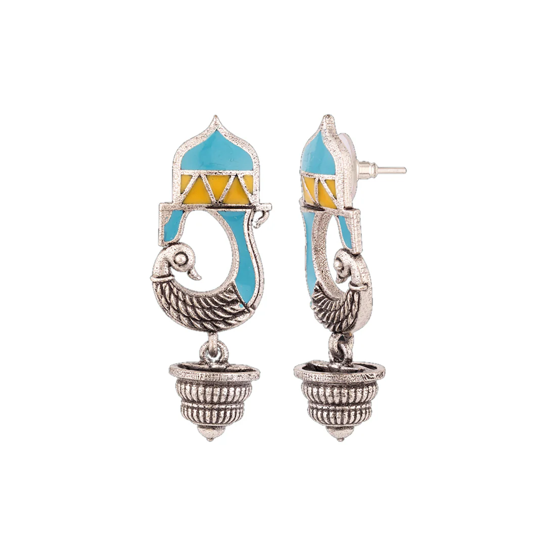 Gwalior Peacock Motif Drop Earrings - Image 4