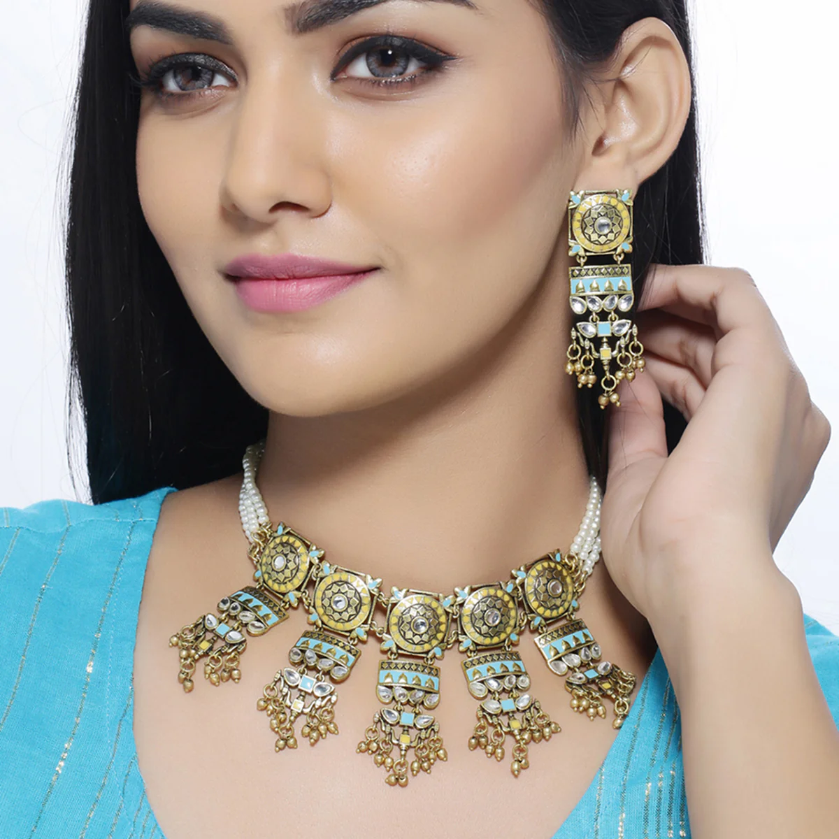 Gwalior Stars Motifs Necklace Set