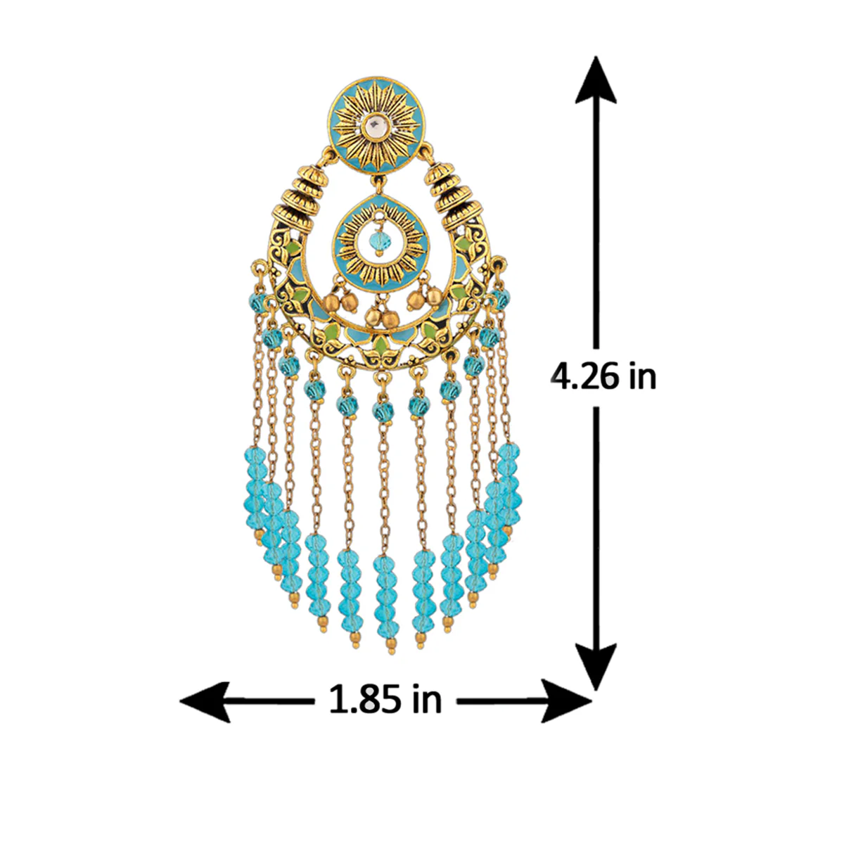 Gwalior Tassels Drop Chandbali Earrings - Image 4