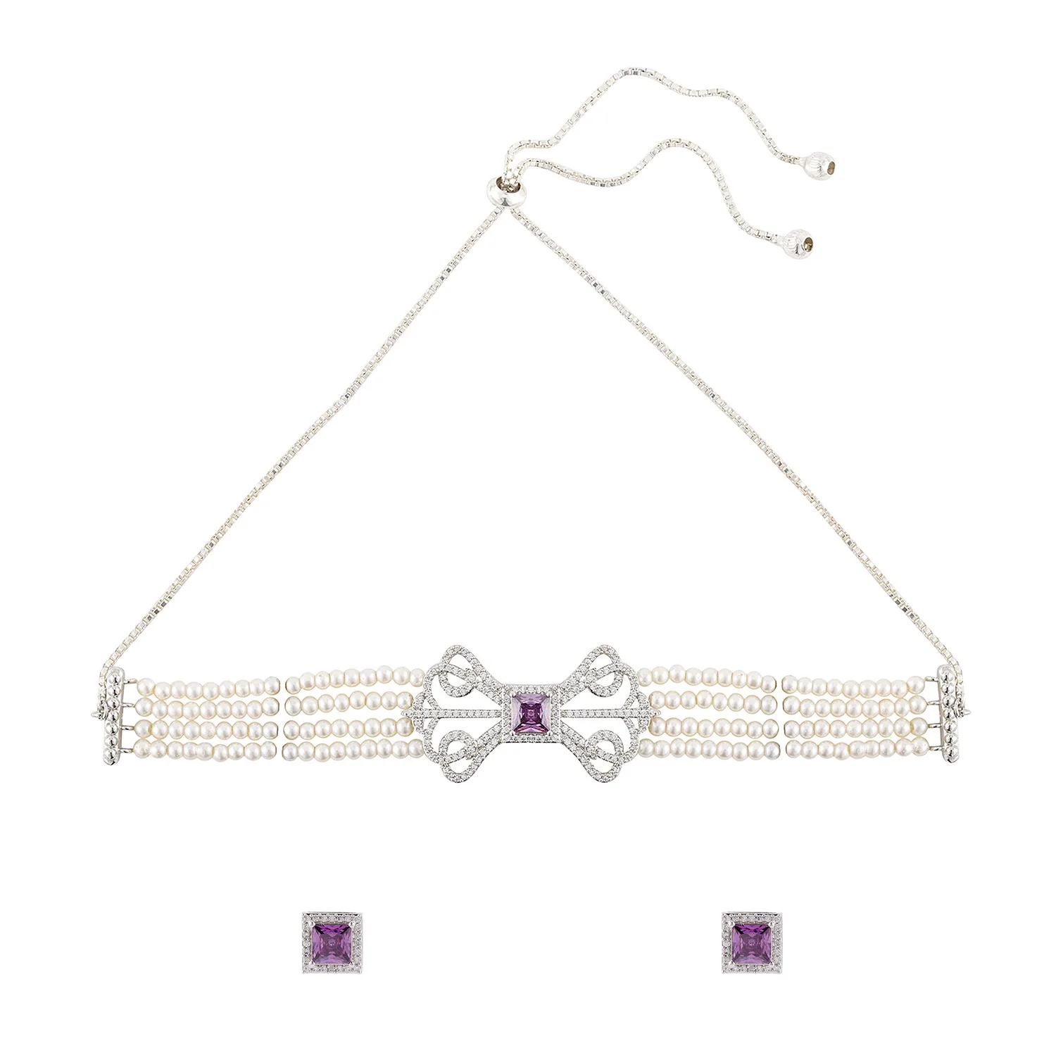 Halo Essence Bow Choker Necklace Set - Image 5