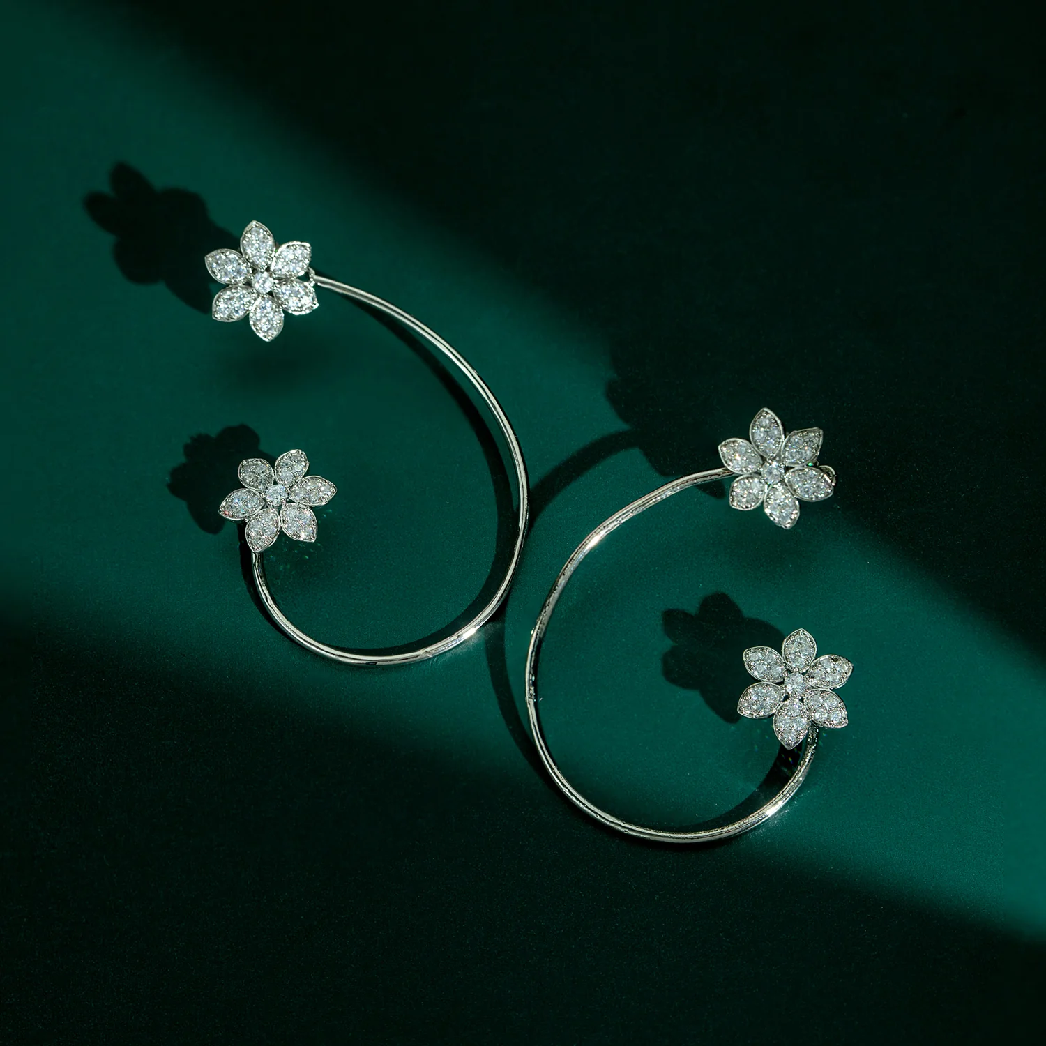Halo Essence Brilliance Interchangeable Floral Ear Cuff Earrings