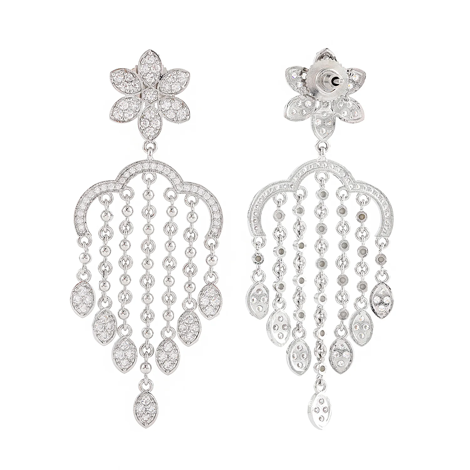 Halo Essence Floral Dangler Earrings - Image 3